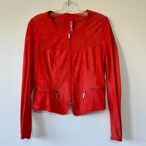 Vintage Luisa Cerano Orang Lambskin Suede Leather Top